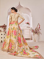 Thumbnail for Myra Cream Digital Printed Georgette Lehanga - Distacart