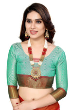 Thumbnail for Vamika Weaving Pink Cotton Silk Saree - Distacart