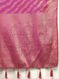 Thumbnail for Lorenvalley Fashion Magenta Soft Silk Woven Design with Zari Weaving Leheriya Design Saree - Distacart