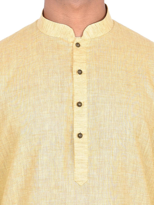 Manyavar Men Yellow Solid Straight Kurta - Distacart