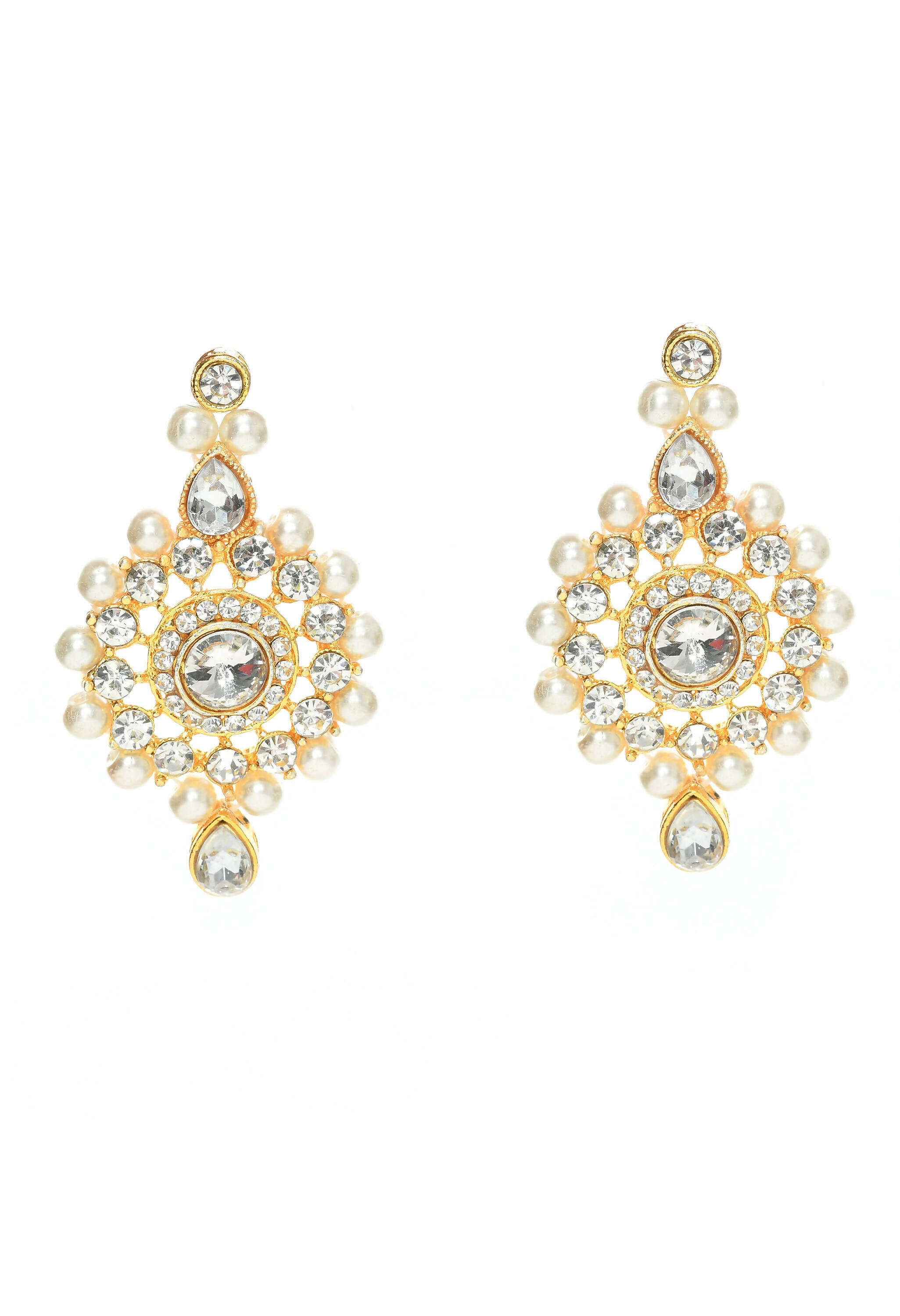 Mominos Fashion Johar Kamal Gold-Plated Rani Haar with Off white Pearls Jewellery Set - Distacart