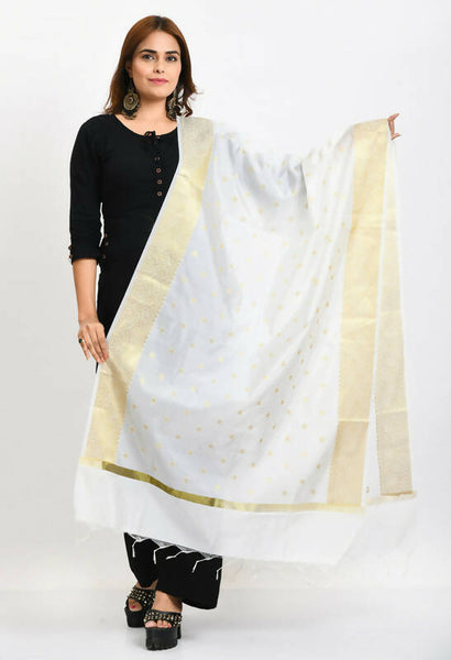 Mominos Fashion Moeza Women's Banarsi Silk Woven Design White Dupatta - Distacart