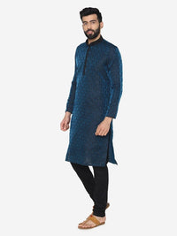 Thumbnail for Manyavar Men Blue Self Design Kurta with Churidar - Distacart