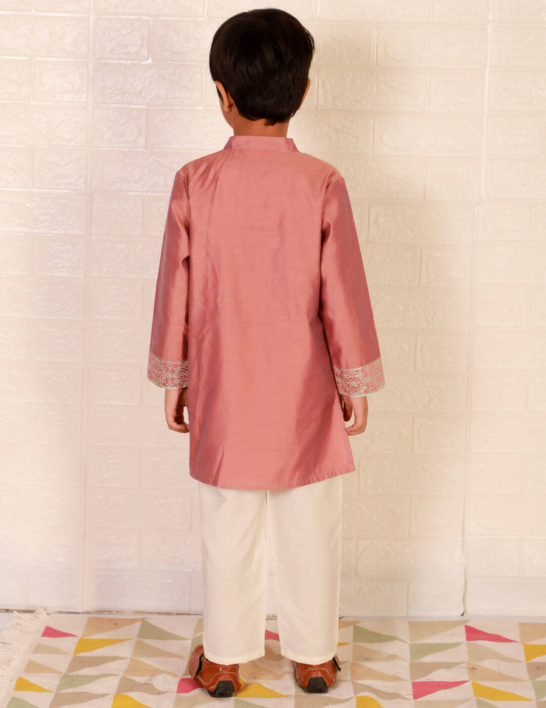 Lil Drama Boys Ethnic Kurta Pyjama - Pink - Distacart