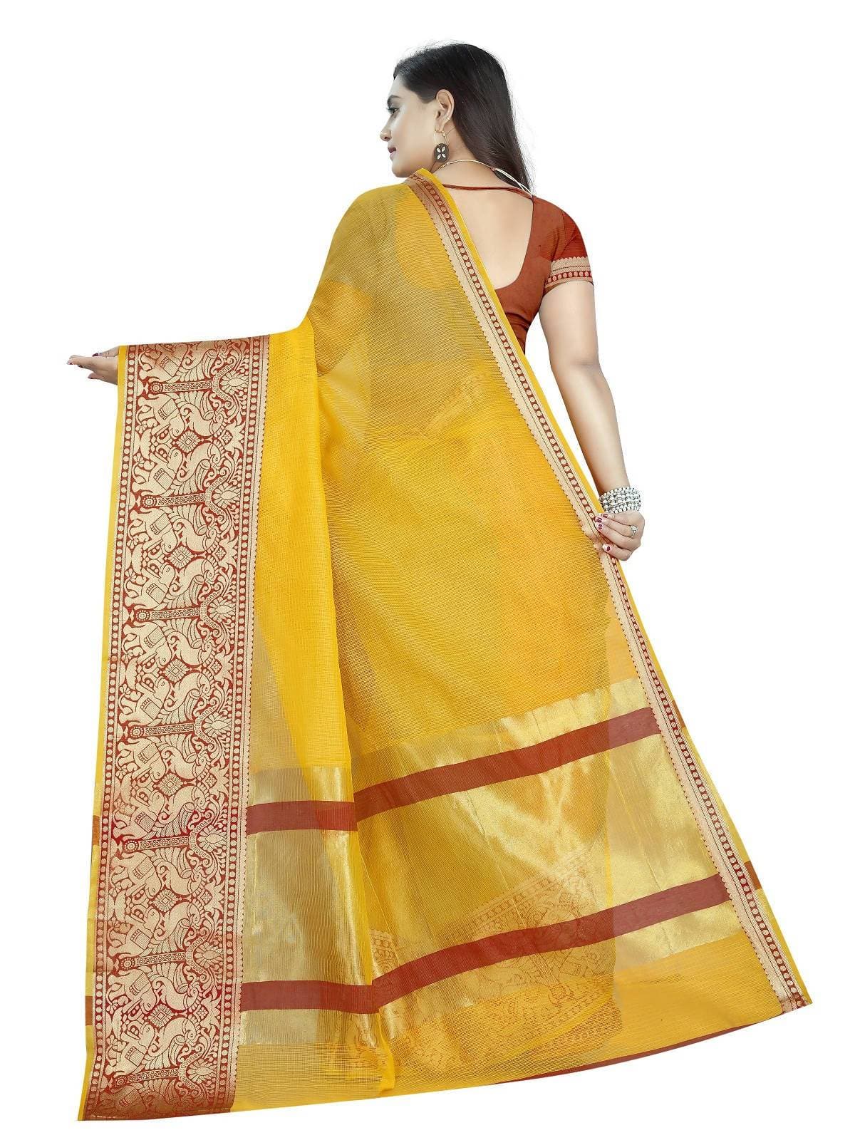 Vamika Banarasi Jaquard Yellow Weaving Saree