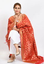 Thumbnail for Mominos Fashion Moeza Women's Banarsi Silk All Over Woven Design Red Dupatta - Distacart