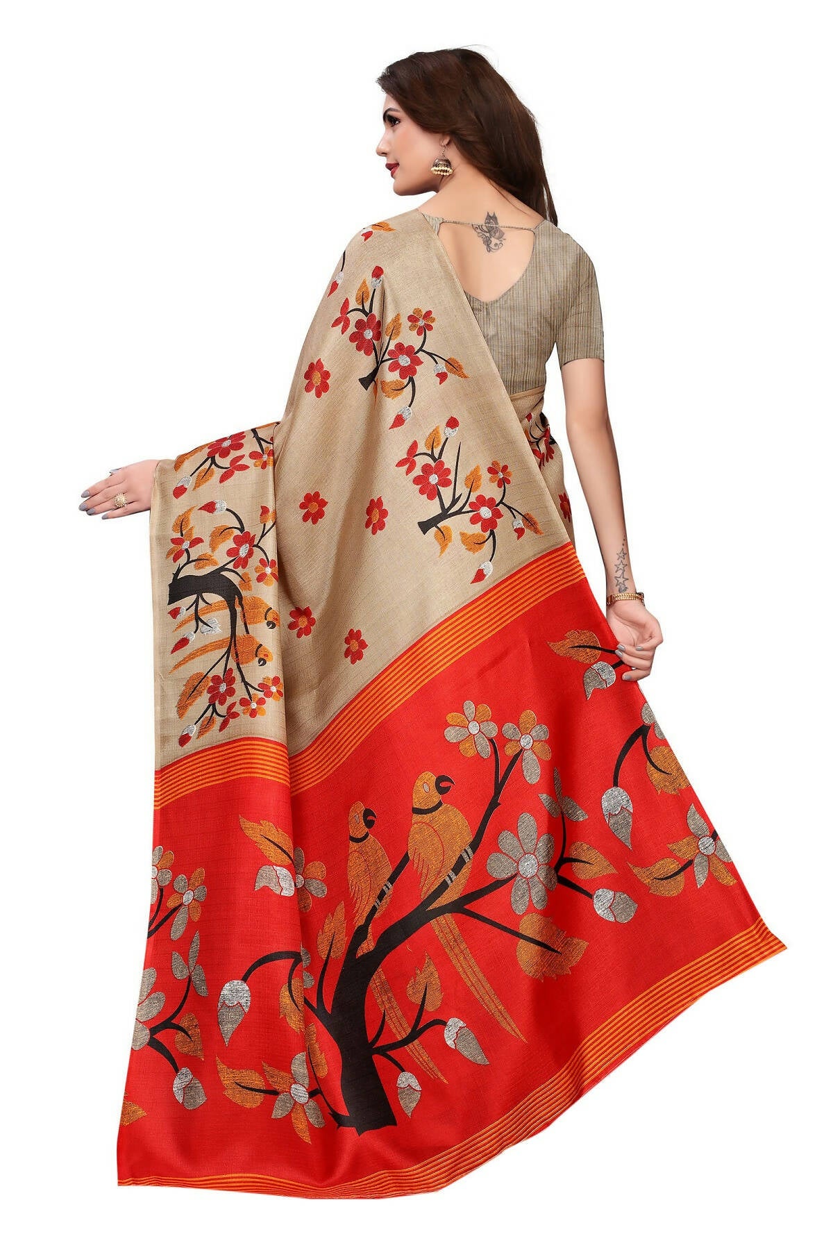 Vamika Chiku Kalamkari With Jhalar Khadi Silk Saree - Distacart