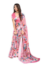 Thumbnail for Vamika Pink Linen Satin Border Saree