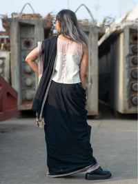 Thumbnail for Suta Black Solid Mul Cotton Saree - Distacart