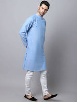 Thumbnail for Even Apparels Blue Pure Cotton Men's Kurta With Side Placket - Distacart