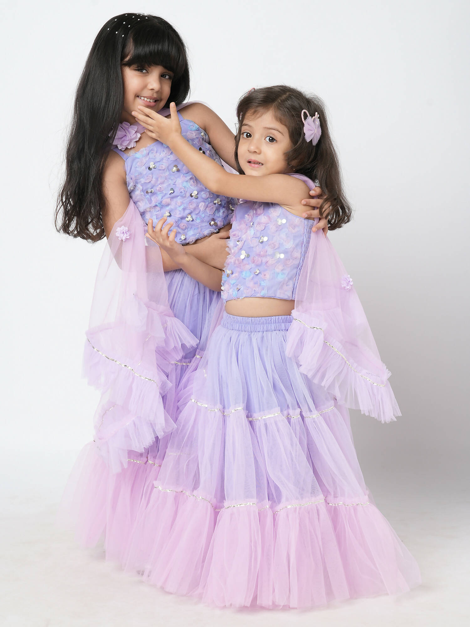 Lil Drama Girls Choli Ghaghra With Dupatta Set - Lavender - Distacart