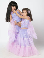Thumbnail for Lil Drama Girls Choli Ghaghra With Dupatta Set - Lavender - Distacart