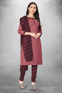 Thumbnail for Pink Cotton Printed Unstitched Dress Material - Amara - Distacart