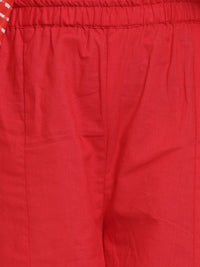 Thumbnail for Girls Red Leheriya Printed Angrakha Kurta With Solid Palazzos for Kids - Bhama - Distacart
