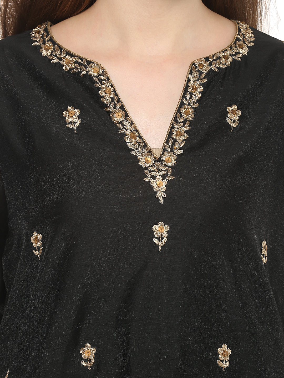 Women's Black And Beige Printed Kurta With Palazzos - Bhama - Distacart