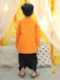 Thumbnail for NOZ2TOZ Kids Embroidery Front Open Cotton Kurta with Dhoti for Boys - Orange - Distacart