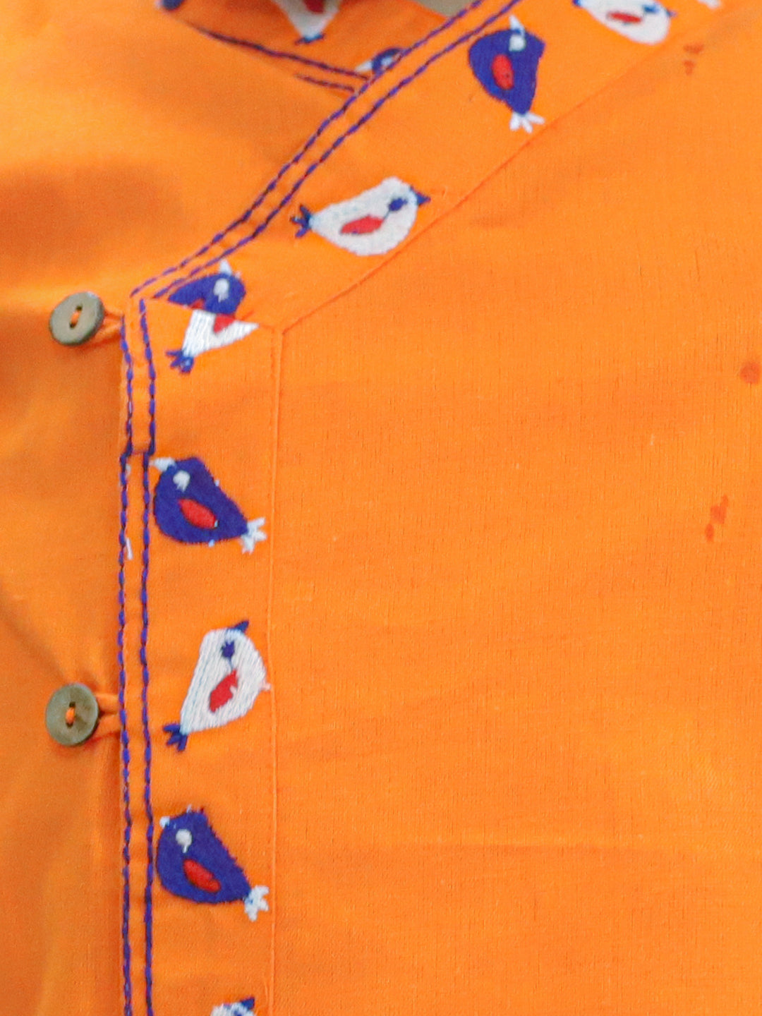 NOZ2TOZ Kids Embroidery Front Open Cotton Kurta with Dhoti for Boys - Orange - Distacart