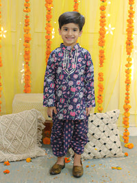 Thumbnail for NOZ2TOZ Kids Pure Cotton Full Sleeve Printed Kurta with Printed Dhoti - Blue - Distacart
