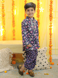 Thumbnail for NOZ2TOZ Kids Pure Cotton Full Sleeve Printed Kurta with Printed Dhoti - Blue - Distacart