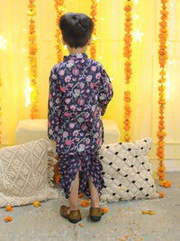 Thumbnail for NOZ2TOZ Kids Pure Cotton Full Sleeve Printed Kurta with Printed Dhoti - Blue - Distacart