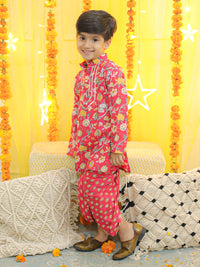 Thumbnail for NOZ2TOZ Kids Pure Cotton Full Sleeve Printed Kurta with Printed Dhoti - Red - Distacart