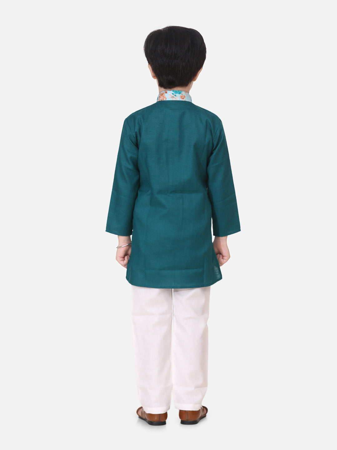 NOZ2TOZ Kids Attached Floral print Jacket Cotton Kurta Pajama For Boys -Green - Distacart