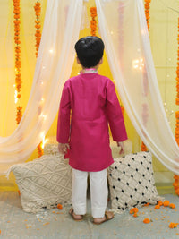 Thumbnail for NOZ2TOZ Kids Boys Ethnic Attached Floral printed Jacket Cotton Kurta Pajama - Pink - Distacart