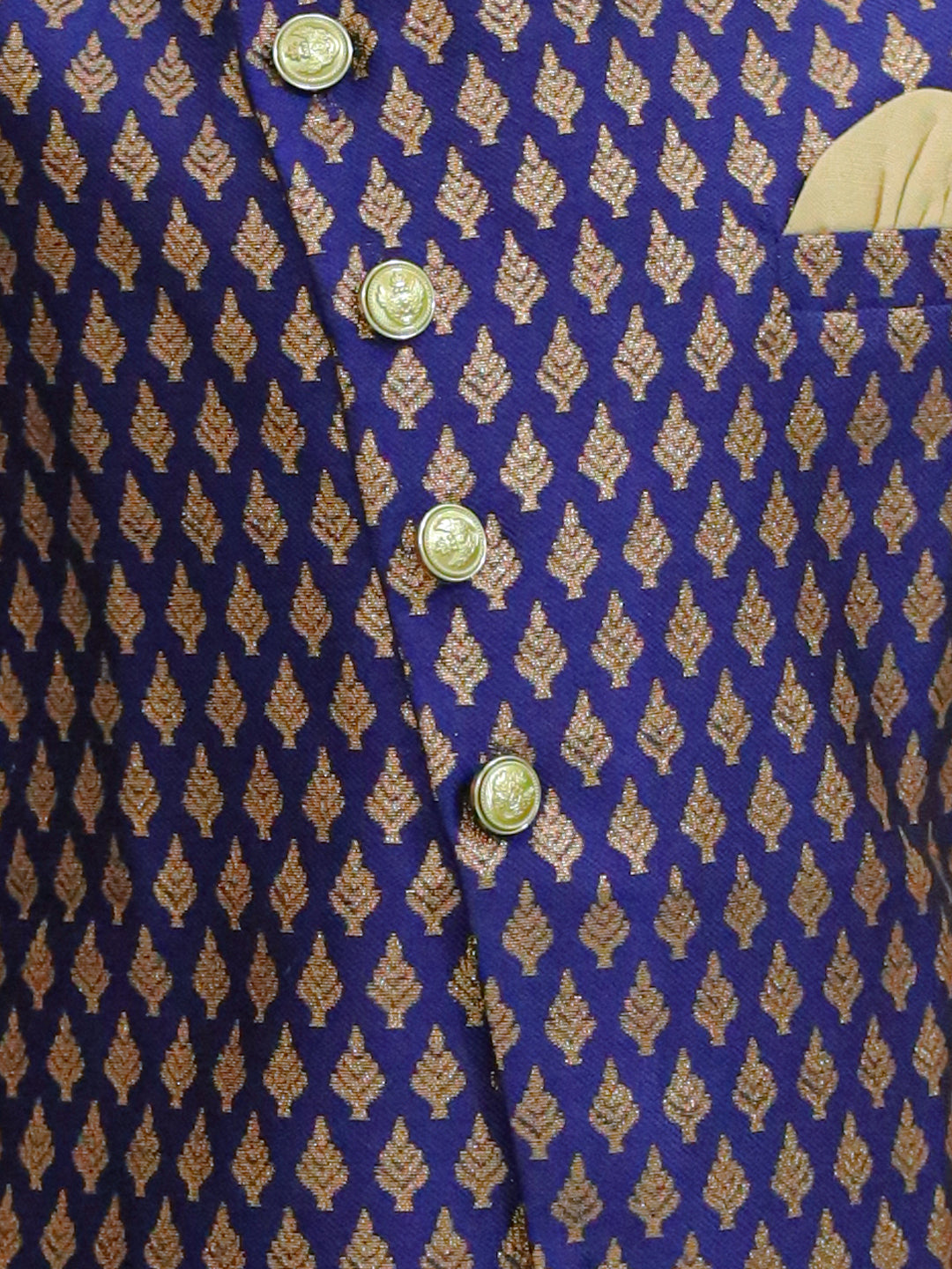 NOZ2TOZ Kids Boys Ethnic Festive Wear Jacquard Full Sleeve Sherwani with Dhoti - Blue - Distacart