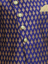 Thumbnail for NOZ2TOZ Kids Boys Ethnic Festive Wear Jacquard Full Sleeve Sherwani with Dhoti - Blue - Distacart
