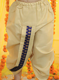 Thumbnail for NOZ2TOZ Kids Boys Ethnic Festive Wear Jacquard Full Sleeve Sherwani with Dhoti - Blue - Distacart