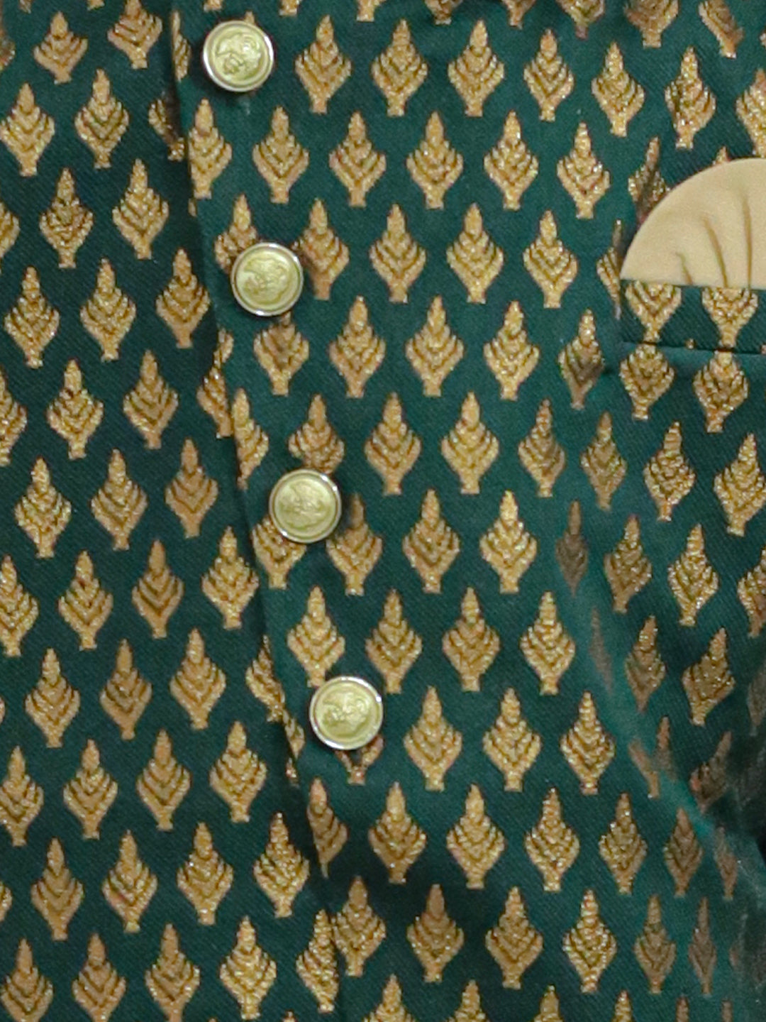NOZ2TOZ Kids Boys Ethnic Festive Wear Jacquard Full Sleeve Sherwani with Dhoti - Green - Distacart