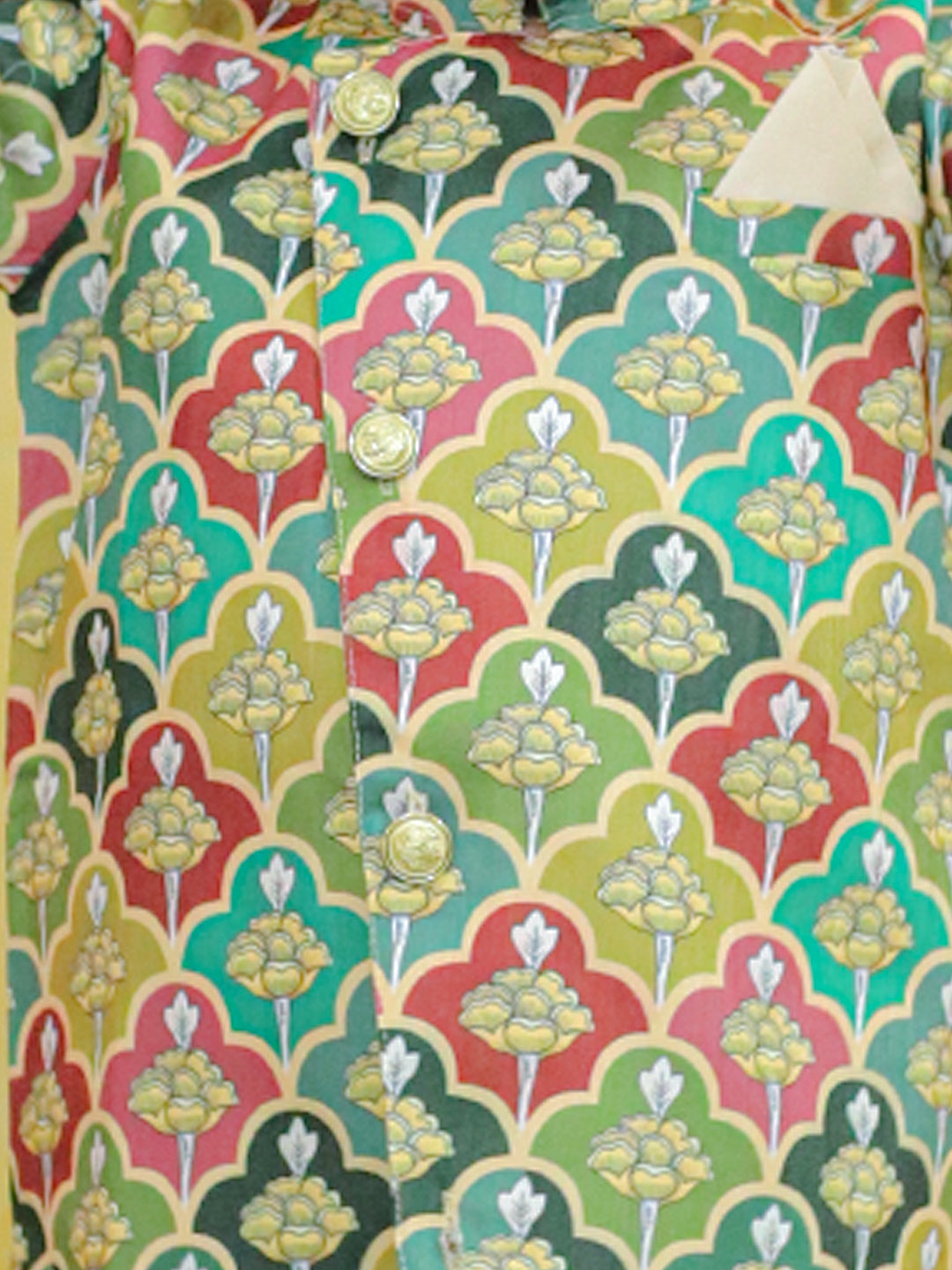 NOZ2TOZ Kids Boys Ethnic Festive Floral Printed Full Sleeve Sherwani with Cotton Dhoti - Multi - Distacart