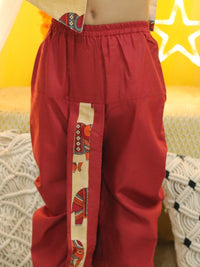 Thumbnail for NOZ2TOZ Kids Boys Ethnic Hathi Print Full Sleeve Sherwani - Red - Distacart