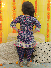 Thumbnail for NOZ2TOZ Kids Pure Cotton 3/4th Sleeve Anarkali Kurta with Dhoti - Blue - Distacart