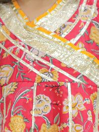 Thumbnail for NOZ2TOZ Kids Pure Cotton 3/4th Sleeve Anarkali Kurta with Dhoti - Red - Distacart