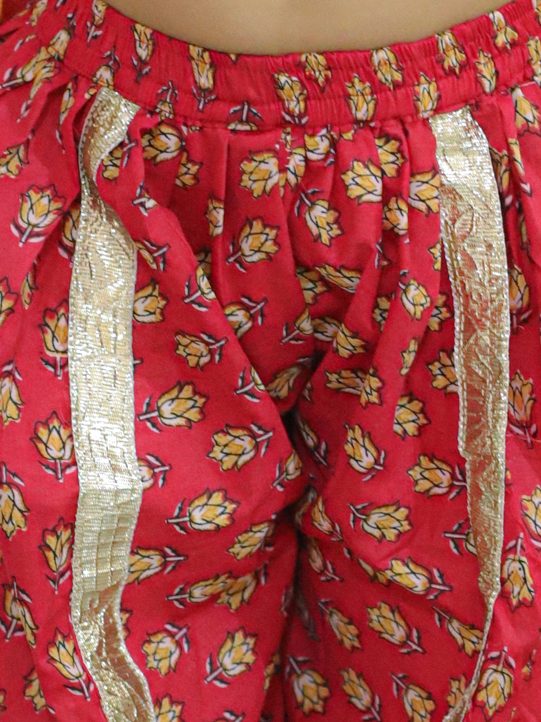 NOZ2TOZ Kids Pure Cotton 3/4th Sleeve Anarkali Kurta with Dhoti - Red - Distacart