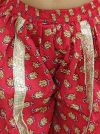 Thumbnail for NOZ2TOZ Kids Pure Cotton 3/4th Sleeve Anarkali Kurta with Dhoti - Red - Distacart