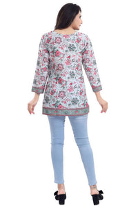 Thumbnail for Snehal Creations Variyali Color Faux Crepe Short Kurti Tunic