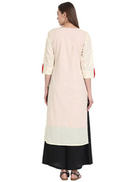 Thumbnail for NOZ2TOZ White 3/4th Sleeve Cotton Kurta - Distacart