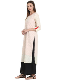 Thumbnail for NOZ2TOZ White 3/4th Sleeve Cotton Kurta - Distacart