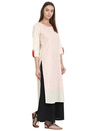 Thumbnail for NOZ2TOZ White 3/4th Sleeve Cotton Kurta - Distacart