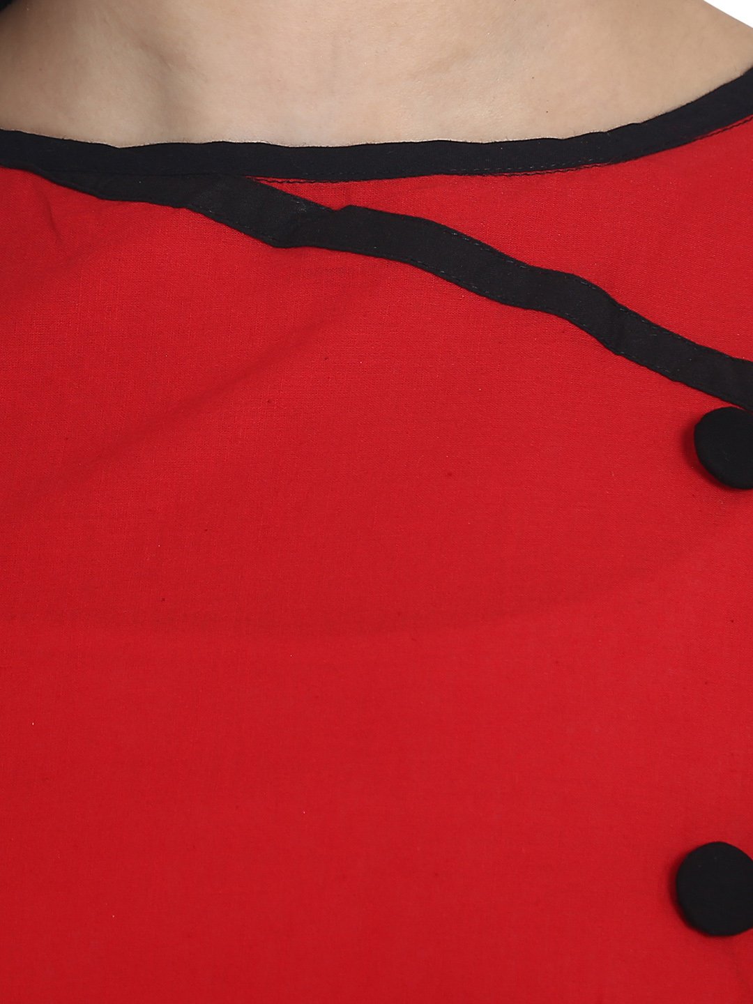 NOZ2TOZ Red Sleevless Cotton A-Line Kurta - Distacart