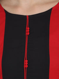 Thumbnail for NOZ2TOZ Red 3/4th Sleeve Cotton Straight Kurta - Distacart