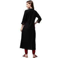 Thumbnail for NOZ2TOZ Black Printed 3/4th Sleeve Cotton A-Line Kurta - Distacart