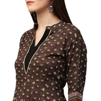 Thumbnail for NOZ2TOZ Olive Green Printed 3/4th Sleeve Cotton Anarkali Kurta - Distacart