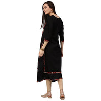 Thumbnail for NOZ2TOZ Black Printed 3/4th Sleeve Anarkali Kurta With Double Layer In Front - Distacart