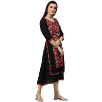 Thumbnail for NOZ2TOZ Black Printed 3/4th Sleeve Anarkali Kurta With Double Layer In Front - Distacart