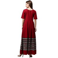 Thumbnail for NOZ2TOZ Maroon Printed Half Sleeve Cotton Anarkali Kurta - Distacart