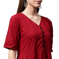 Thumbnail for NOZ2TOZ Maroon Printed Half Sleeve Cotton Anarkali Kurta - Distacart