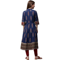 Thumbnail for NOZ2TOZ Blue Printed 3/4th Sleeve Cotton Anarkali Kurta - Distacart